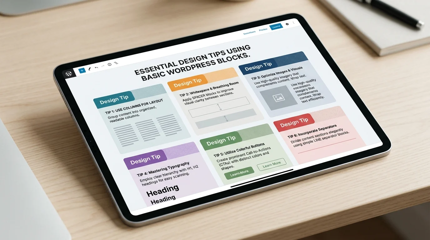 WordPress Blok Efektleri temel bloklarla düzen, boşluk ve tipografi kararlarını güçlendiriyor