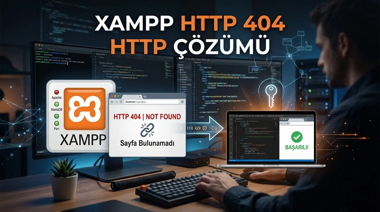 XAMPP HTTP 404 Hatası yanlış dosya yolu veya localhost ayarlarından kaynaklanabilir.