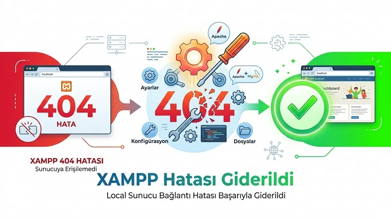 XAMPP HTTP 404 Hatası yapılandırma dosyaları düzenlenerek yerel sunucuda giderilebilir.
