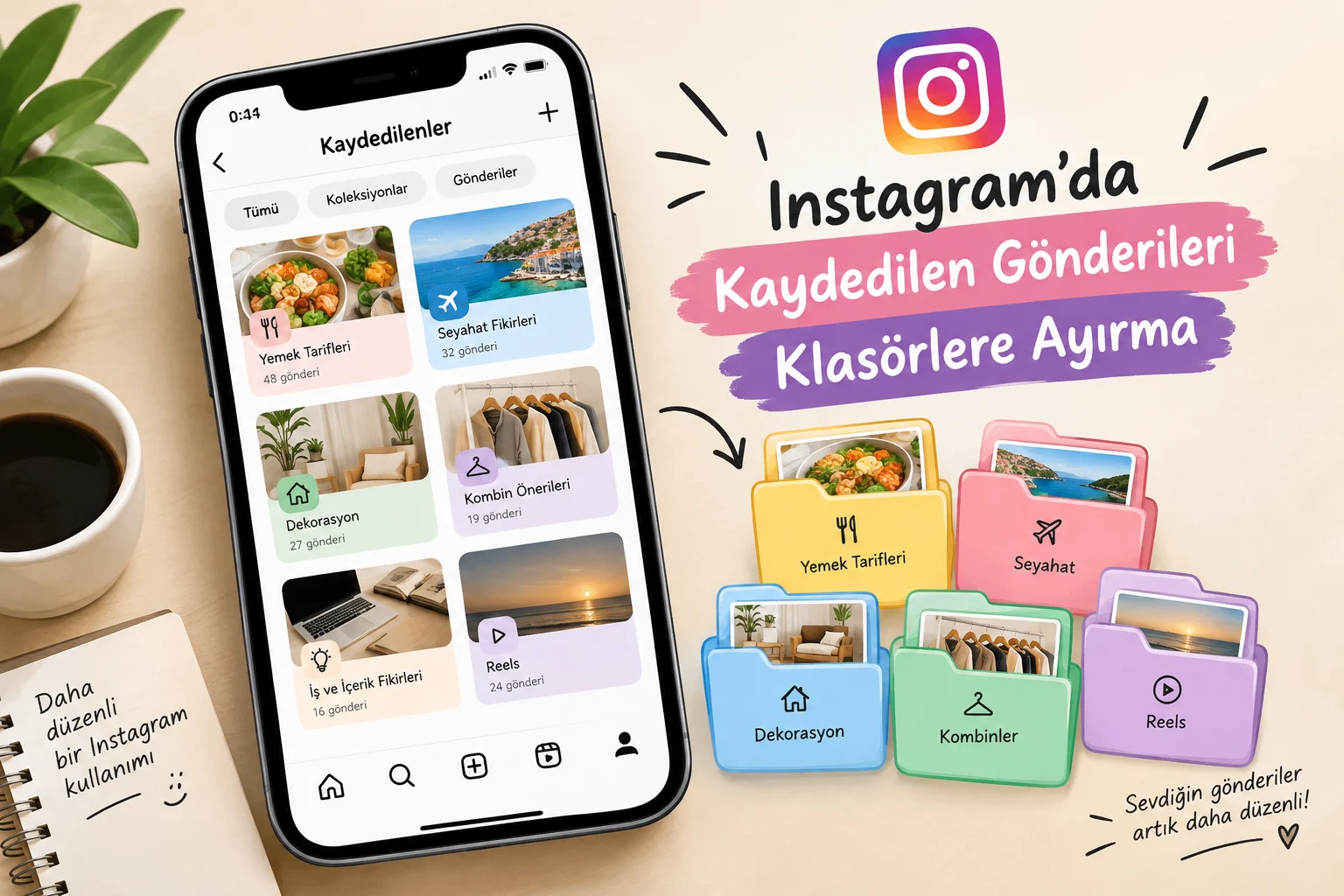 Instagram'da Kaydedilen Gönderileri Klasörlere Ayırma