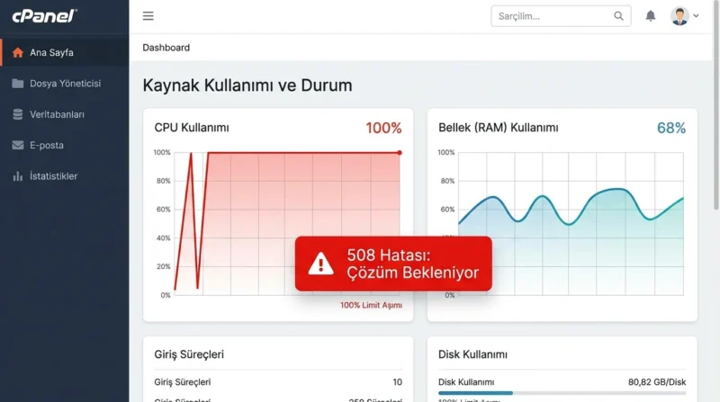 508 Kaynak Sınırına Ulaşıldı Hatası için cPanel'de CPU ve RAM kullanımını karşılaştırın.