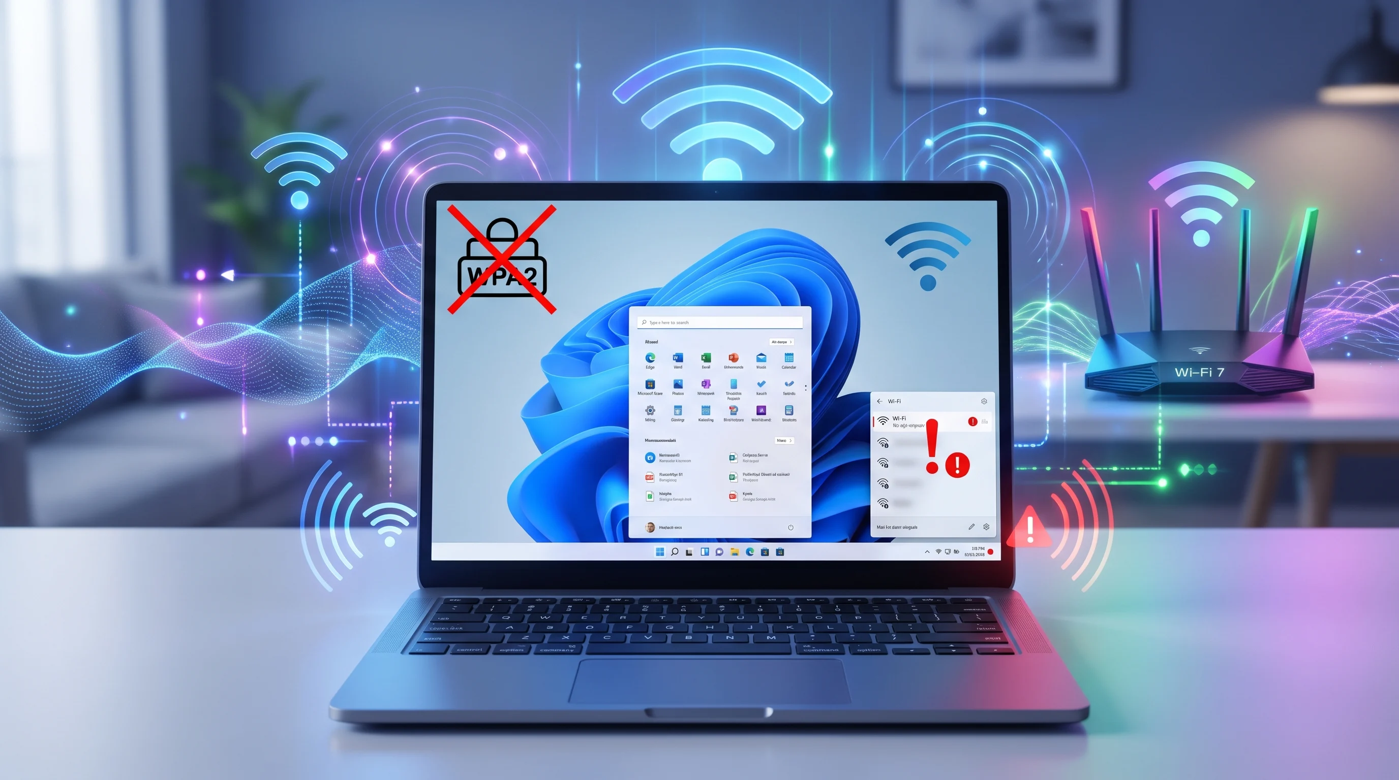 Önünde küçük asma kilit duran antenli modem, 6 GHz Wi-Fi bağlanmıyor sorununu simgeliyor