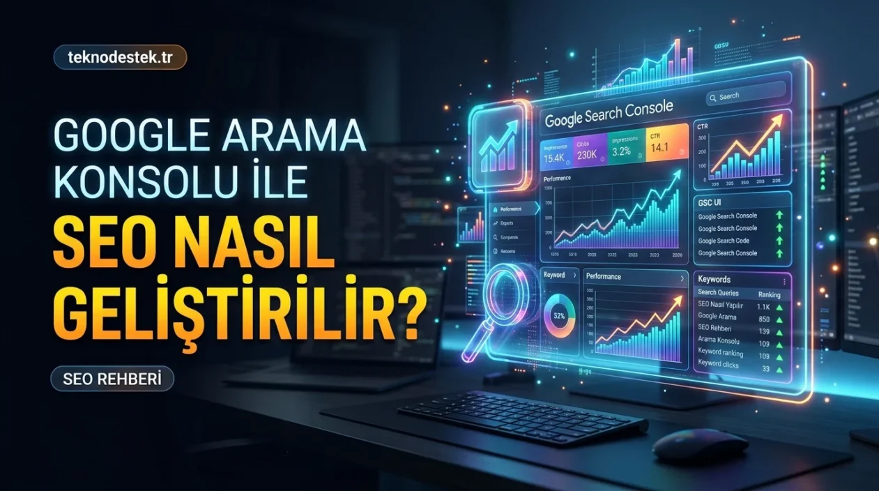 Google Arama Konsolu ile arama sorguları incelenerek içeriklerin görünürlüğü ve performansı iyileştirilebilir.