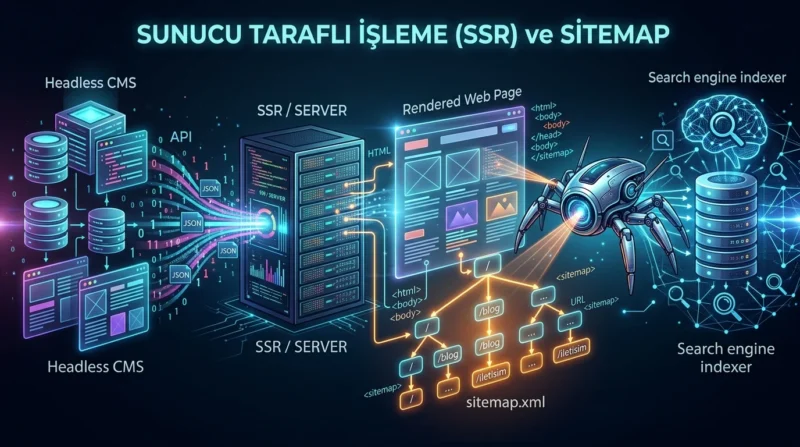 Headless WordPress SEO sürecinde SSR ve XML site haritasıyla sayfaların keşfedilmesi.