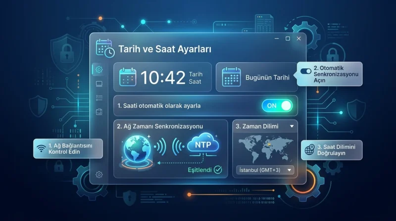 NET::ERR_CERT_AUTHORITY_INVALID Hatası, yanlış tarih veya saat ayarları düzeltildiğinde ortadan kalkabilir.