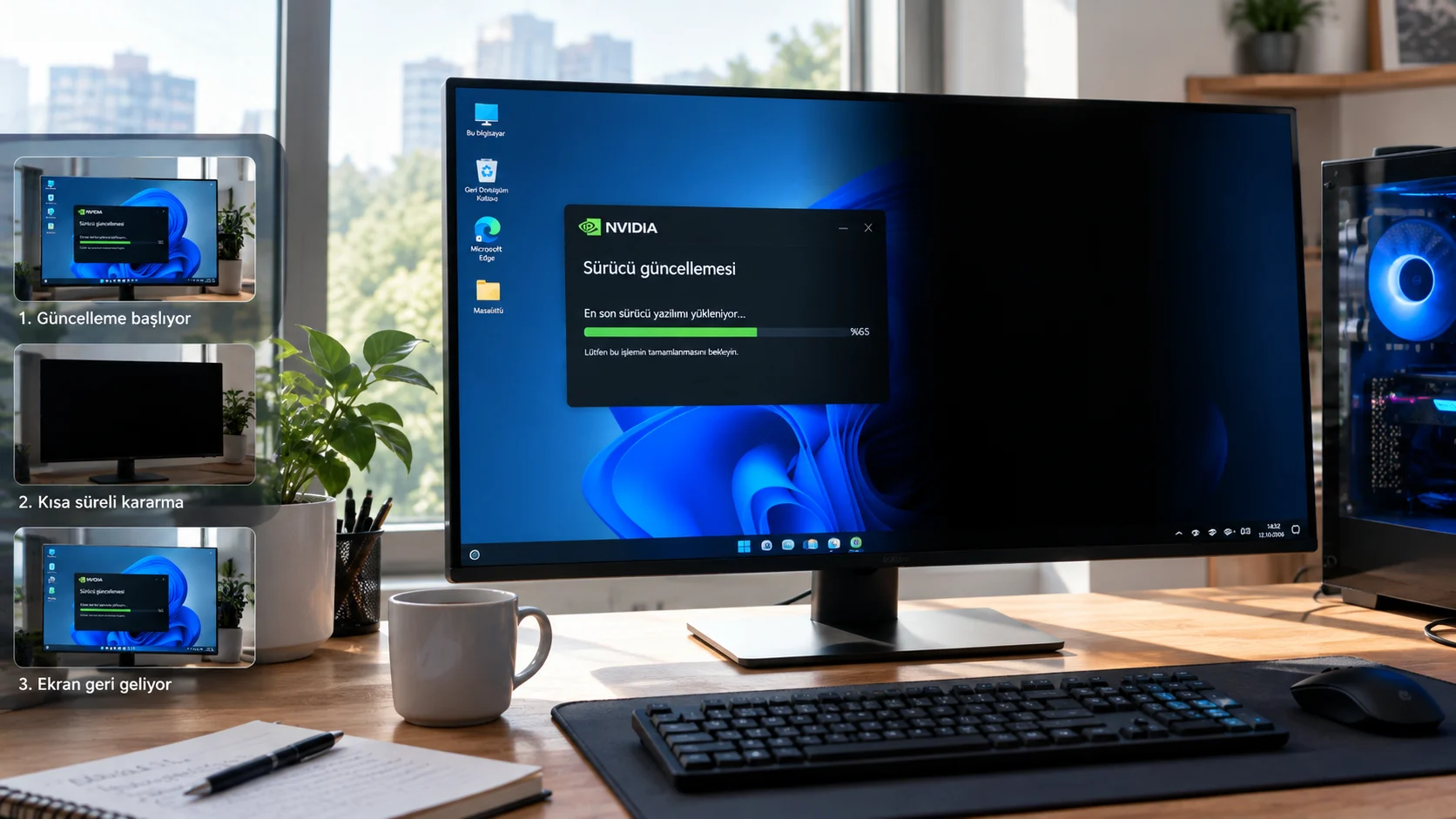 NVIDIA sürücü güncellemesi sonrası saniyelik kararmalar yaşayan monitör
