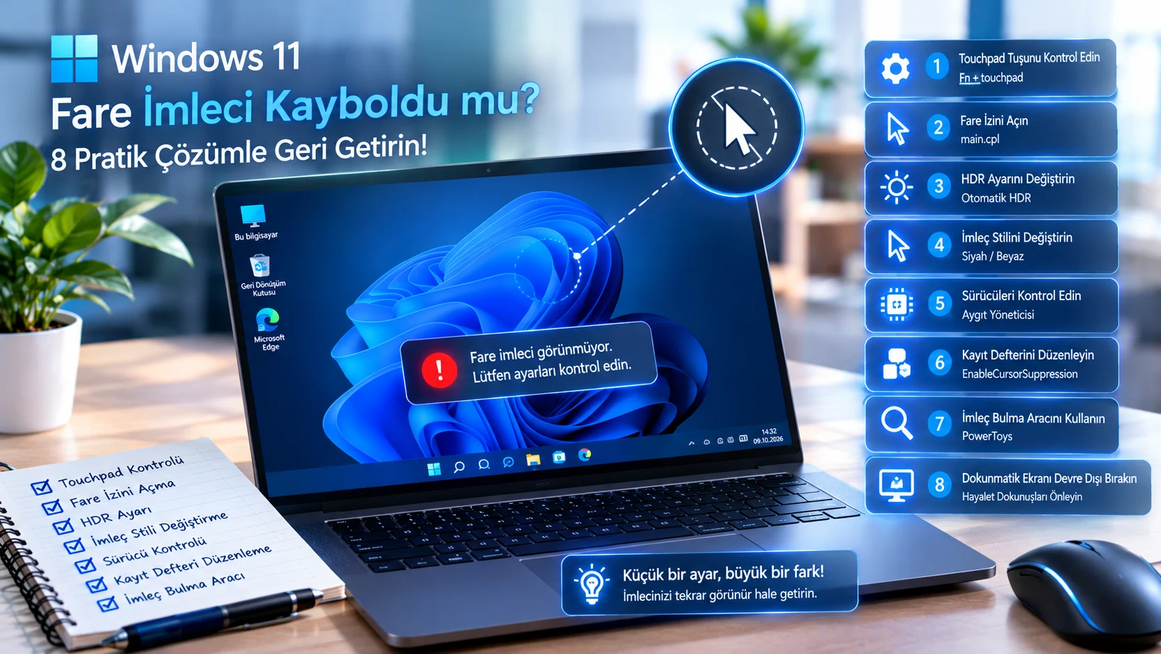 Windows 11 Fare İmleci Kayboldu Sorunu Çözümü