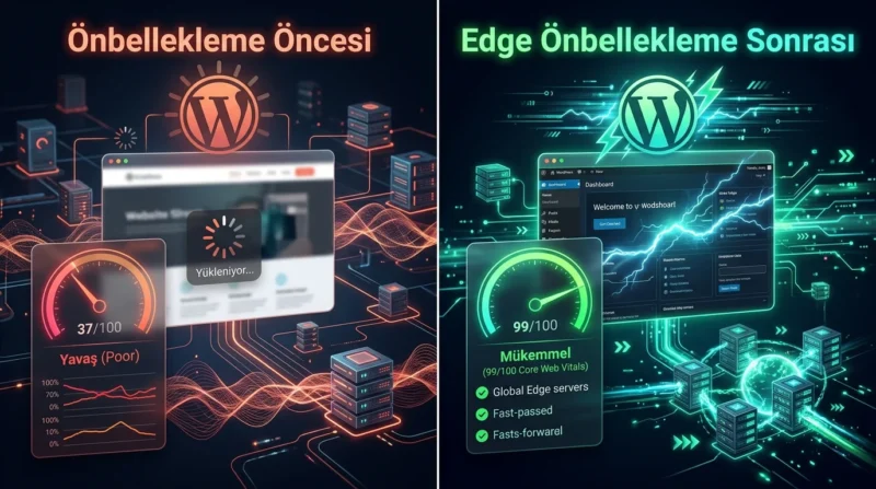 WordPress Edge Önbellekleme etkinleştirildiğinde, uygun sayfalarda bekleme azalabilir ve hız puanları iyileşebilir.