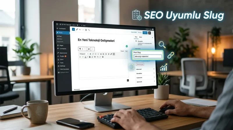 WordPress Slug, yazı düzenleyicisindeki bağlantı ayarlarından içeriğe uygun şekilde kolayca özelleştirilebilir.