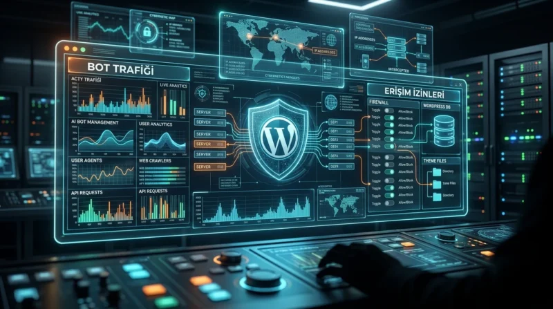 Yapay Zeka Botları WordPress trafiğinde istek kayıtları ve erişim izinleriyle takip edilir.