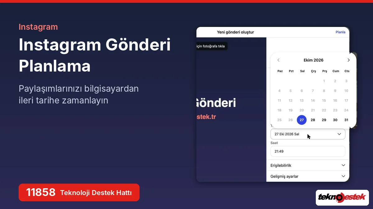 Instagram gönderi planlama ekranında tarih seçimi